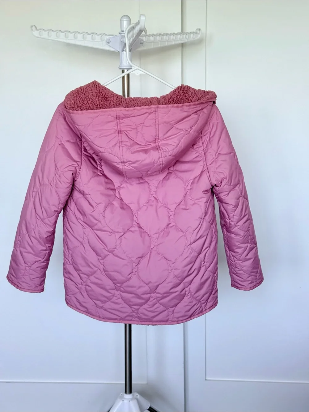 J. Crew Girl Quilted Hooded Puffer Jacket in Dusty Rose